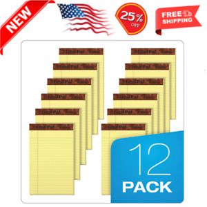 12 Pack Note Pads Jr Legal Ruled 5 x 8 Canary Yellow Small 50 Sheet Notepads