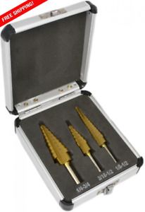 Drill Bit Set Unibit Step Drill Bit 3Pcs,1/4-3/4,3/16-1/2,1/8-1/2IN Step BitSet