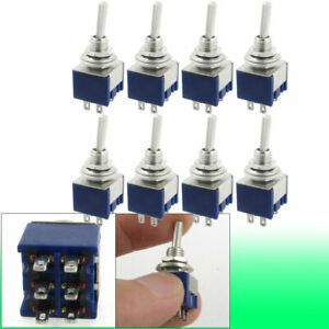 8 Pcs AC 125V 6A Amps ON/ON 2 Position DPDT 6 Pins Toggle Switch
