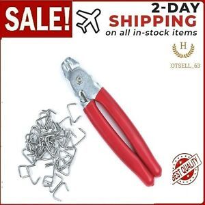 Professional Straight Hog Ring Pliers Set Upholstery Installation Kit 200 Rings