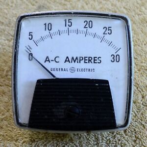 VINTAGE GENERAL ELECTRIC A-C 30A AMPERES PANEL METER GAUGE