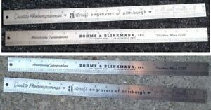 2 (TWO) 1950s printer&#039;s rulers (line gauge) with picas, inches, agates &amp; points