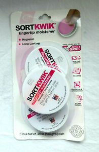 FINGERTIP MOISTENER Lee SORTKWIK 3 Pack Nontoxic Odorless Nongreasy