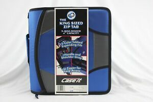 Case It King Sized Zip Tab 3 Ring Binder 4&#034; Capacity D-186 Blue BRAND NEW