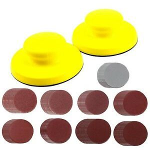 101 Pack 5 Inch Hook and Loop Hand Sanding Block Round Sanding Pad Hook Backi...