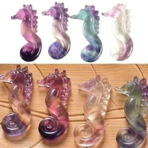 1/4PC Natural Quartz Crystal Fluorite Bone Carved Seahorse Healing Color Random
