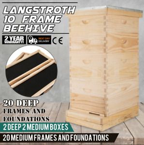Complete 40 Frame Bee Hive 4 Box With Frames Beehive Frame for Beekeeping Kit