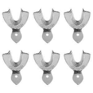 6Pcs Dental Stainless Steel Autoclavable metal Impression Trays Upper&amp;Lower