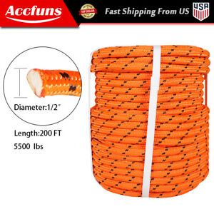New 1/2&#034;x200&#039; Bull Tree Clamping Tree Rope Double Braid PolyesterLine Nylon Core