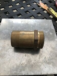 Fire Hose Double Male Nipple - 1-1/2 In. NPT X 1-1/2 In. NH - Brass 3 1/4” Long