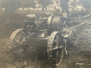 Antique Mounted Photo New Way Twin Cylinder Gas Engine Hit Miss Old Farm Oil
