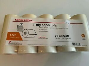 Office Depot 1-Ply Paper Rolls 2.75&#034; x 128&#039;, Canary/White, 10 per Item #109-093