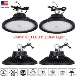 DLC LED High Bay Lighting 240W Dimmable UFO HighBay Light Fixture for Warehouse