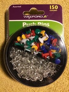 Push Pins 150 Assorted Thumbtacks In Container By Wexford Office, School, Home