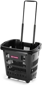 Araven Rolling Shopping Trolley Baskets 34 Litre Plastic - Pack 10 - BLACK