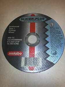 Metabo Slicer Plus 55.998 Cutoff Cutting Wheels 6&#034; x .045&#034; x 7/8&#034; - 50 pack
