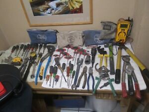 Lineman Electricians Tool Lot Cutters, Pliers And More Klein Tools HUGE LOT