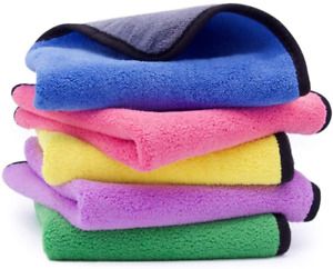 Ultra-Thick Microfiber Cleaning Cloth with 5 Bright Colors, Multipurpose Househo