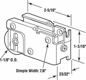 Prime-Line 13563 Steel Sliding Glass Door Roller Assembly 1-1/8 Dia.x5/16 L in.