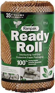 30&#039; x 14&#034; Ranpak Ready Roll Geami Protective Paper Cushioning Wrap Bubble