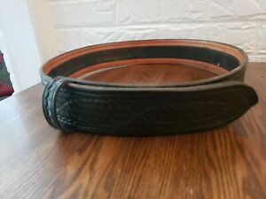 Mens Vintage Police Safariland Black  Basketweave Leather Size 36 Hook And Loop