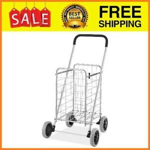 Jumbo Folding Shopping Cart with Wheels Heavy Duty Size Basket Laundry Grocery