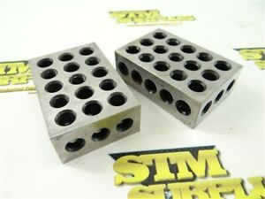 PAIR OF MACHINISTS 1-2-3 PARALLEL BLOCKS 3/8&#034; HOLES
