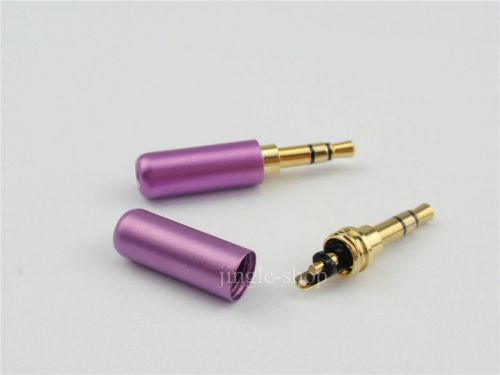 Purple 3.5mm 3 pole male repair earphones jack plug connector audio soldering for sale