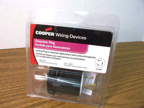 Cooper locking generator plug (l6-20p) 20a/250v/2pole 3w ground *new* for sale