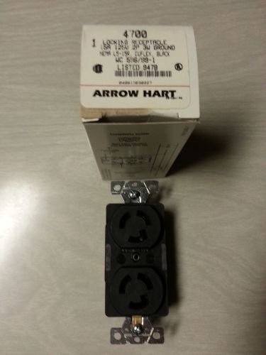 Arrow hart  4700 15a 125v ac/dc 2p 3w twist-lock duplex receptacle for sale