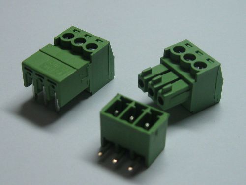 250 pcs Screw Terminal Block Connector 3.81mm Angle 3 pin Green Pluggable Type