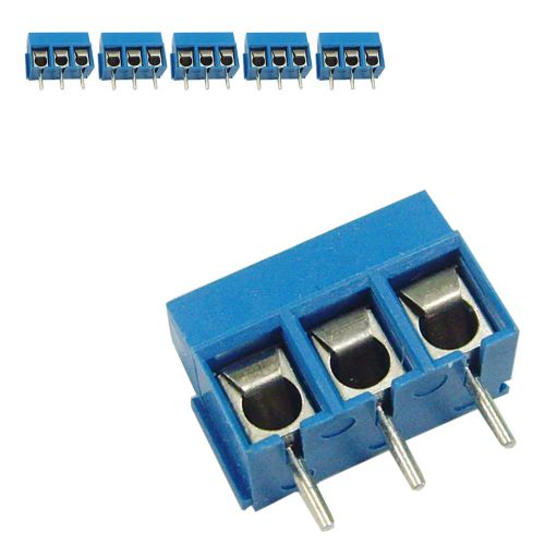 5 pcs 5mm Pitch 300V 16A 3P Poles PCB Screw Terminal Block Connector Blue