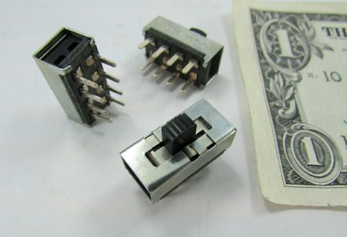 10 CW Slide Switches 2 Pole, 3 Position Board Mounted Through Hole G-128S-0012