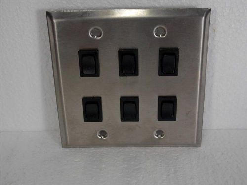 NEW STAINLESS ROCKER SWITCH PLATE W/6 E-SWITCH R19A SWITCHES