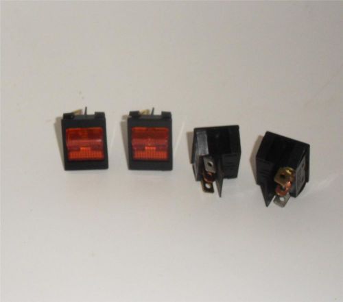 Force America 54124A001 Lot of 4 Amber Rocker Switches 3 prong 20amp NOS