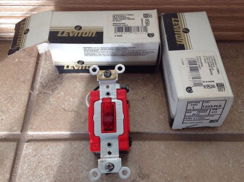 Lot of two Leviton Red 3-Way toggle switch interrupter 1223-PLR