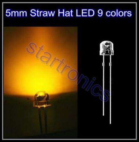 Yellow 5MM Straw Hat LED, Ultra Bright 5MM Yellow LED Diode 100PCS Free shipping