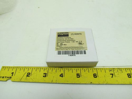 Dayton 6gnt6 auxiliary contacts 1 pole 1no-1nc 10amp 600v max for sale
