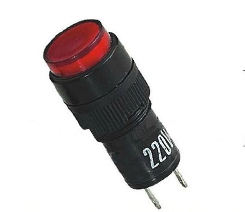 (2)Signal Lamp Round 2 Pins Red 220V 12mm Mounting Hole Indicator Light NXD-212
