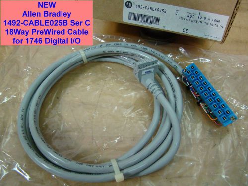NEW Allen Bradley 1492-CABLE025B Ser C 18Way PreWired Cable for 1746 Digital I/O