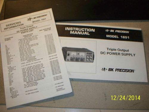 Manual b k precision 1651 triple output dc power supply instruct schematics etc for sale