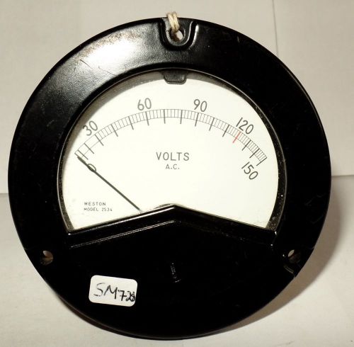 Vintage weston a.c. ac round 3.5&#034; panel meter 0-150 vac voltmeter volt 2534 for sale