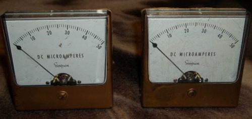 Dc microamperes simpson 0-50  squared 4.5 in. lot of 2 for sale