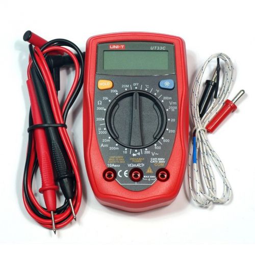 Uni-t ut33c digital multimeter handheld ac dc volt ohm temperature meter for sale