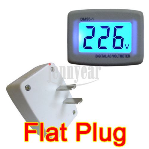 Ac 110v/220v digital lcd voltmeter household switch flat wall plug 80-300vac for sale