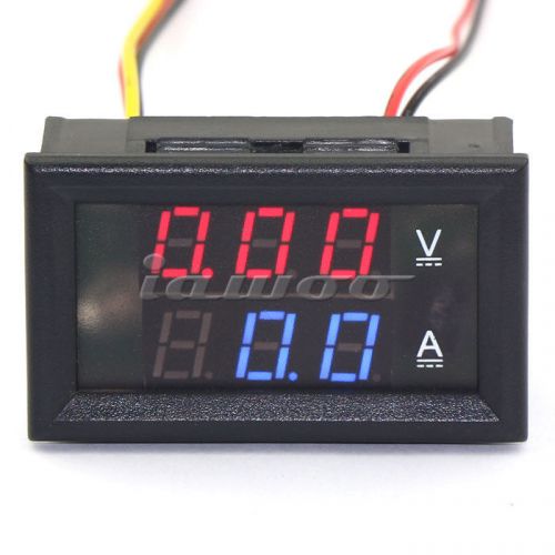 Yb27va  digital ammeter 0-100v/a dc volt voltage ampere meter red/blue dual led for sale