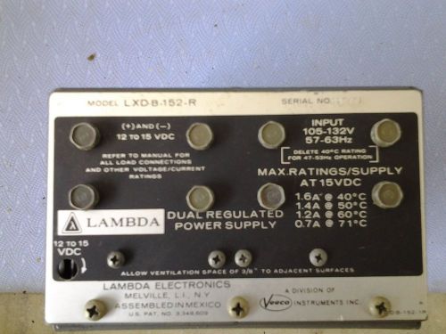Lambda LXD-B-152-R Analog Power Supply 12-15 Volts DC @ 1.5 Amps. Used
