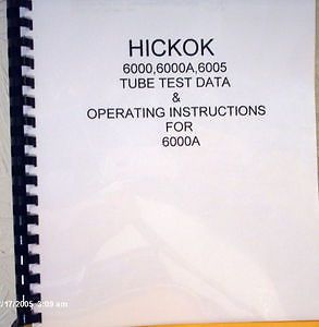 Hickok 6000a  instructions &amp; setup data (6000,6000a,6005)printed format for sale