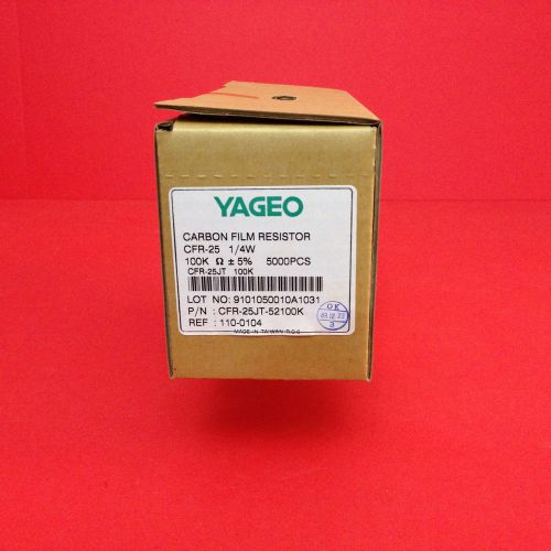 100Kohm 1/4W  5% Yageo Carbon Film Resistor 75,000 Pieces