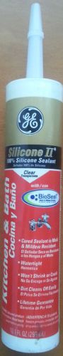 Ge silicone ii sealant clear 10.1 oz tube kitchen &amp; bath w/ bio seal brand new for sale